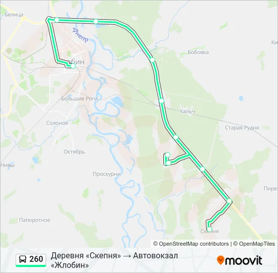 Автобус 260: карта маршрута