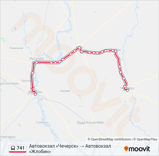 Автобус 741: карта маршрута