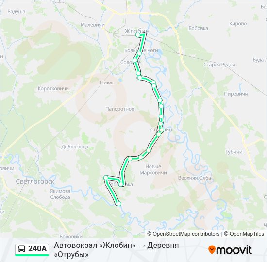 Автобус 240А: карта маршрута