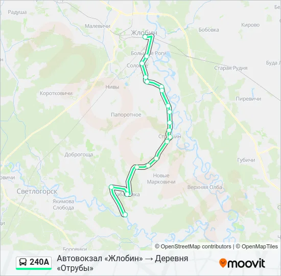 Автобус 240А: карта маршрута