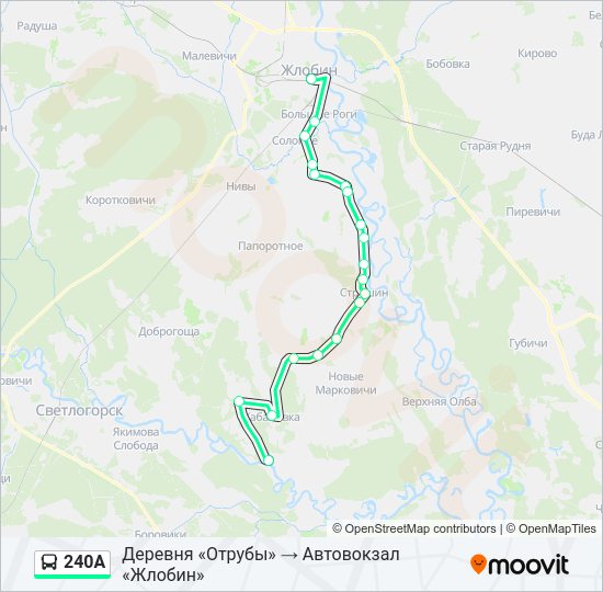 Автобус 240А: карта маршрута