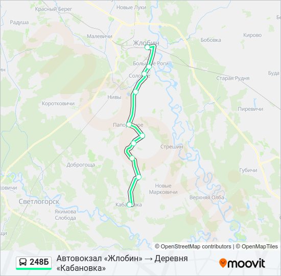 Автобус 248Б: карта маршрута