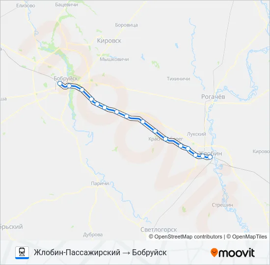 БОБРУЙСК Train Line Map