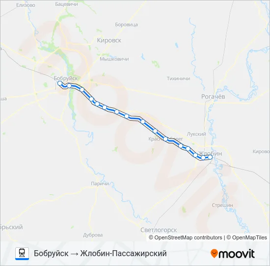 БОБРУЙСК Train Line Map