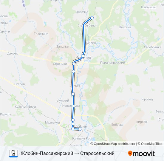 Поезд СТАРОСЕЛЬСКИЙ: карта маршрута