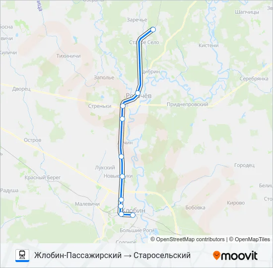 Поезд СТАРОСЕЛЬСКИЙ: карта маршрута