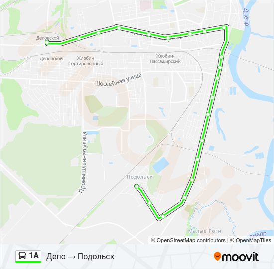 Автобус 1А: карта маршрута