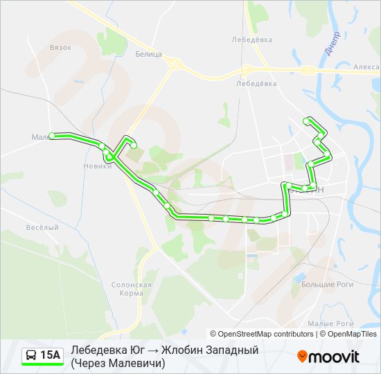 Автобус 15А: карта маршрута
