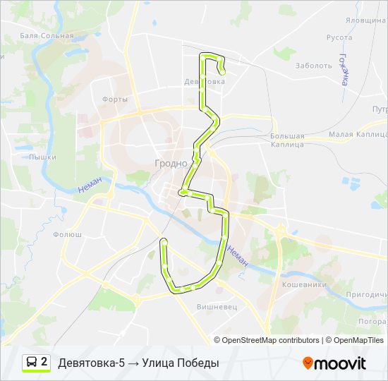 Автобус 2: карта маршрута