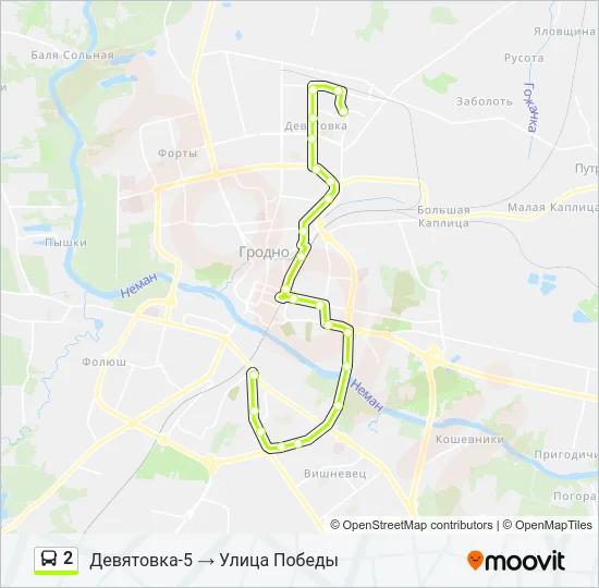 Автобус 2: карта маршрута
