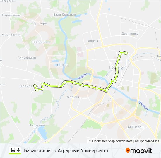 Автобус 4: карта маршрута