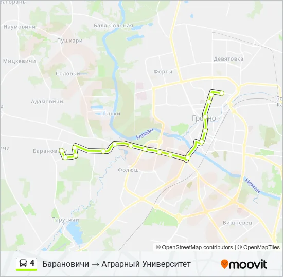 Автобус 4: карта маршрута