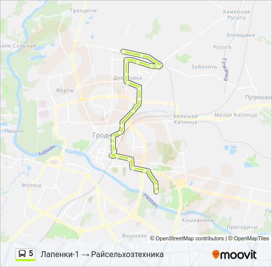 Автобус 5: карта маршрута