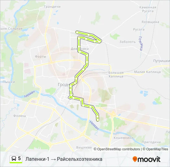5 Bus Line Map