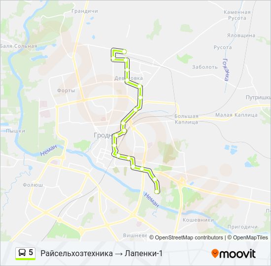 Автобус 5: карта маршрута