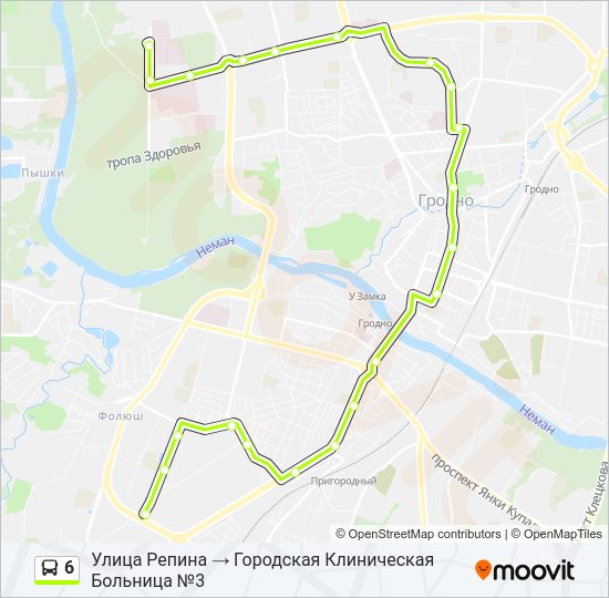 Автобус 6: карта маршрута