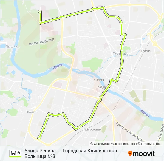 Автобус 6: карта маршрута