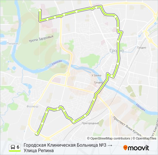 Автобус 6: карта маршрута