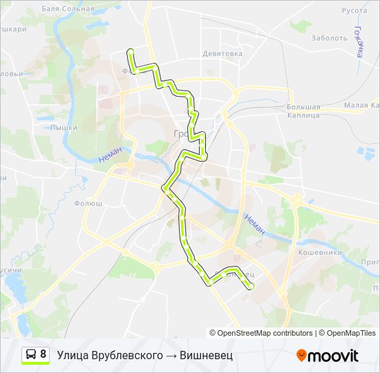 Автобус 8: карта маршрута