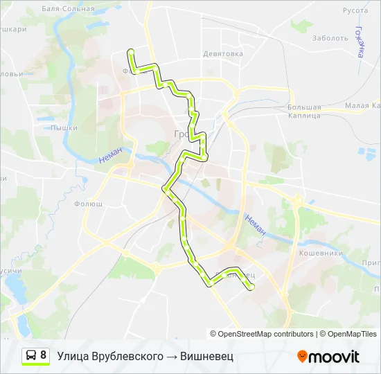 Автобус 8: карта маршрута