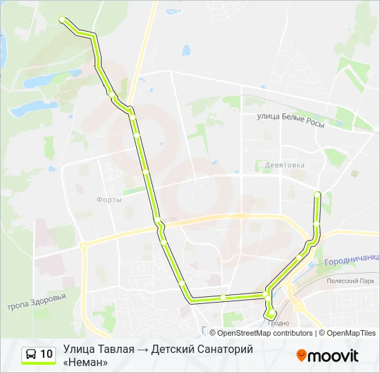 Автобус 10: карта маршрута