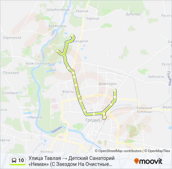 Автобус 10: карта маршрута