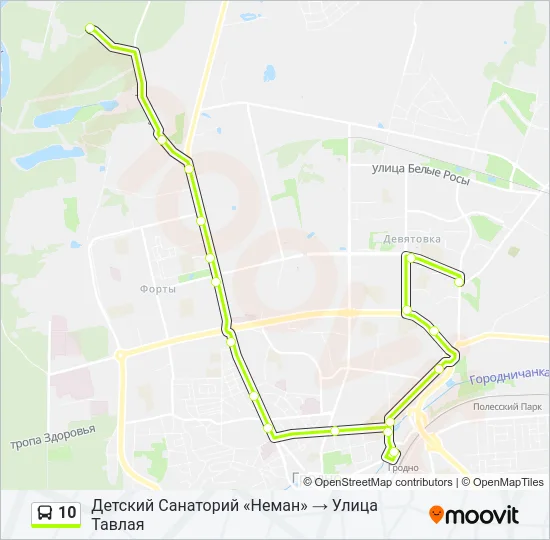 Автобус 10: карта маршрута