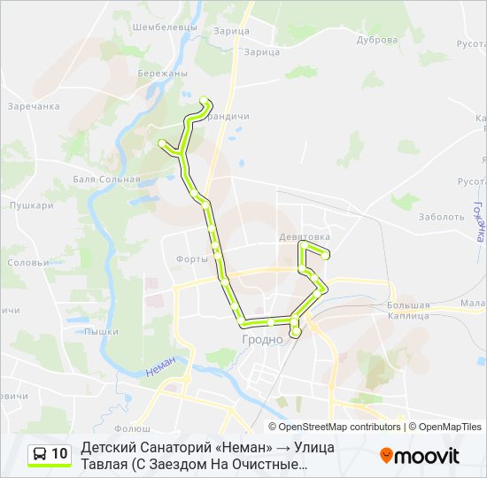 Автобус 10: карта маршрута