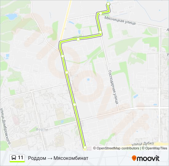 Автобус 11: карта маршрута