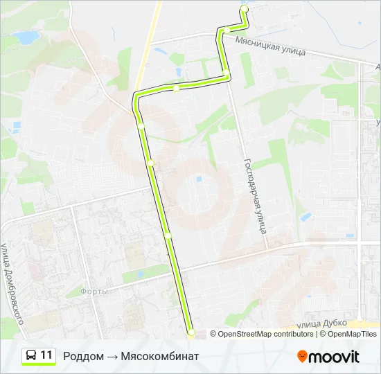 Автобус 11: карта маршрута