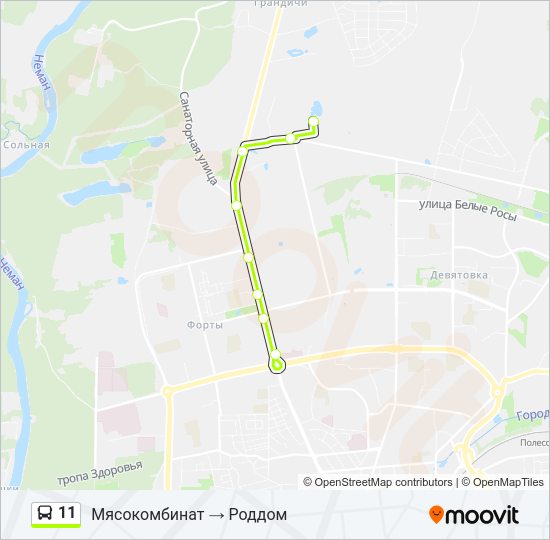 Автобус 11: карта маршрута