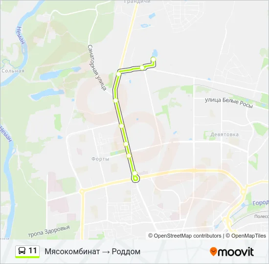 Автобус 11: карта маршрута