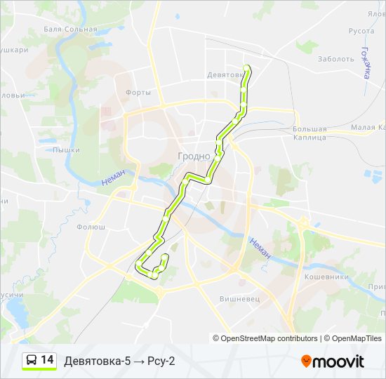 Автобус 14: карта маршрута