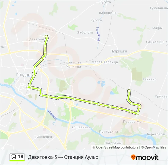 Автобус 18: карта маршрута