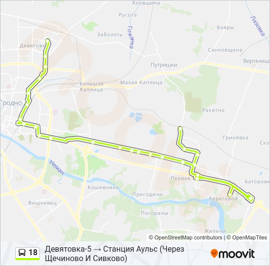 Автобус 18: карта маршрута