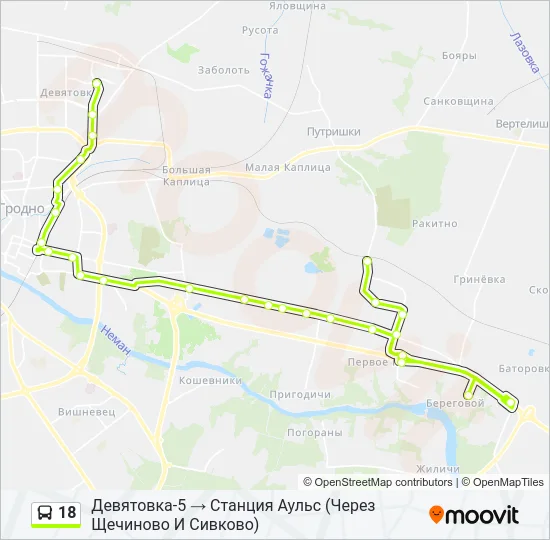 Автобус 18: карта маршрута