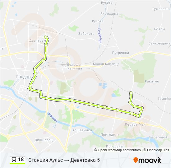 Автобус 18: карта маршрута