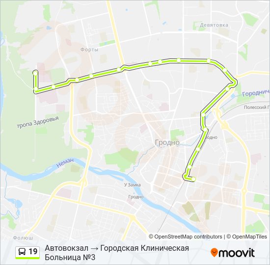 Автобус 19: карта маршрута