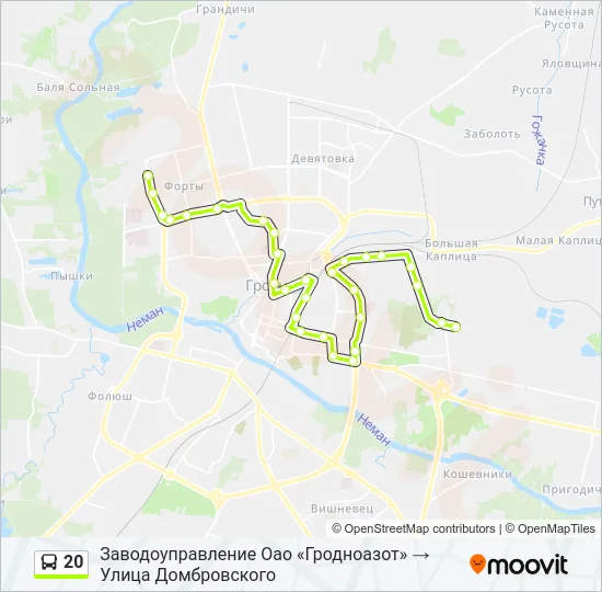 Автобус 20: карта маршрута