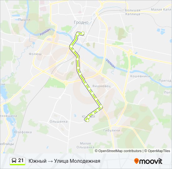 Автобус 21: карта маршрута