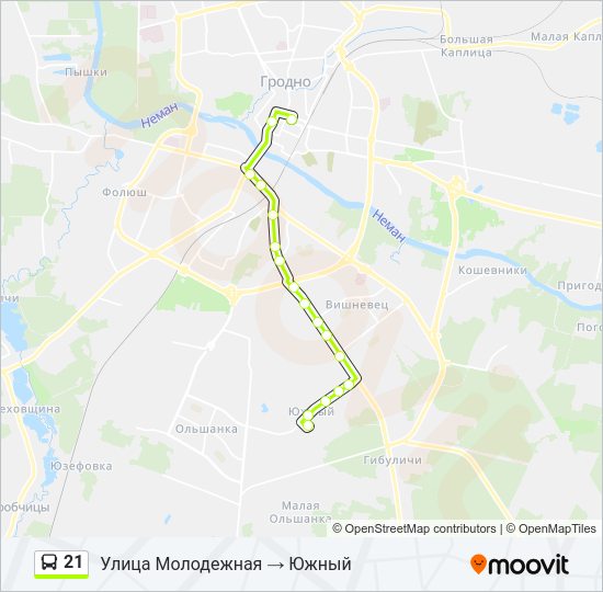 Автобус 21: карта маршрута