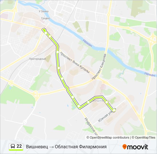 Автобус 22: карта маршрута