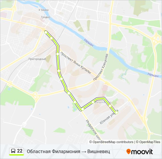 Автобус 22: карта маршрута
