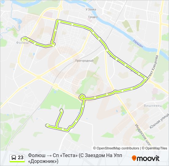 Автобус 23: карта маршрута