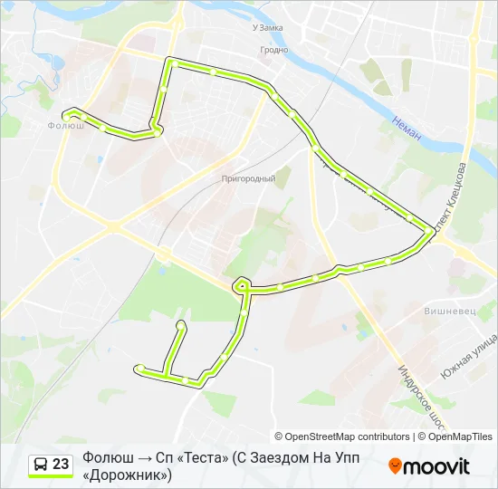 Автобус 23: карта маршрута