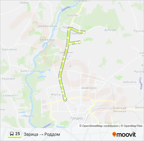 Автобус 25: карта маршрута