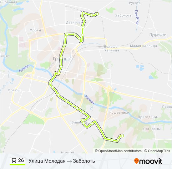 Автобус 26: карта маршрута