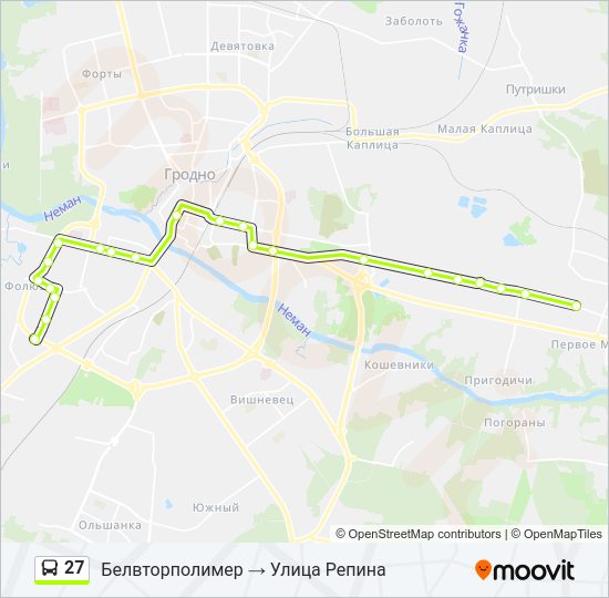 Автобус 27: карта маршрута