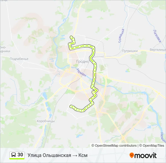 Автобус 30: карта маршрута
