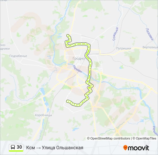 Автобус 30: карта маршрута